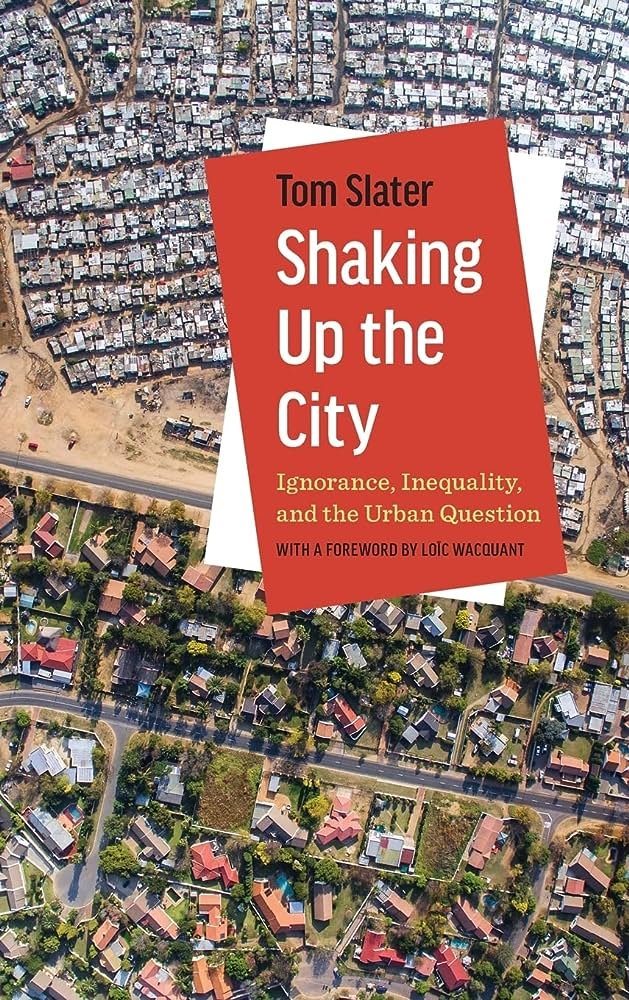Cover of the book Shaking Up the City by Tom Slater, with an aerial photograph