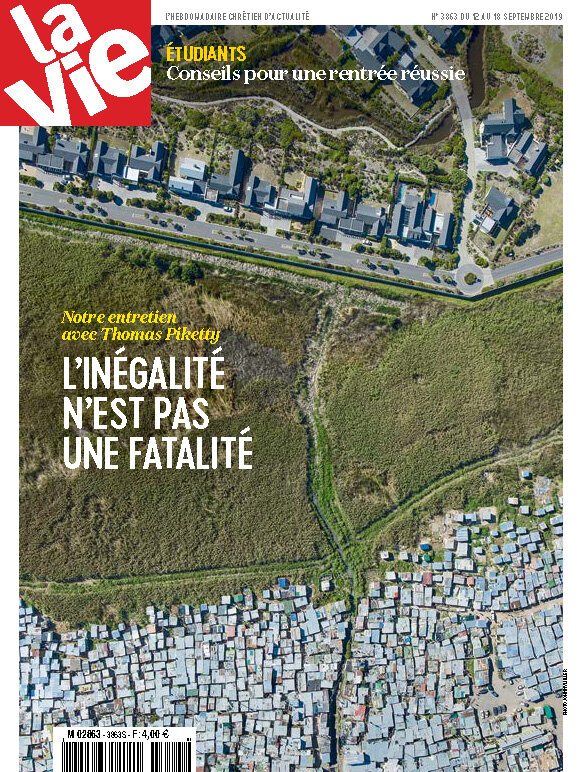 Cover of La Vie magazine, L'inégalité n'est pas une fatalité, with an aerial photograph