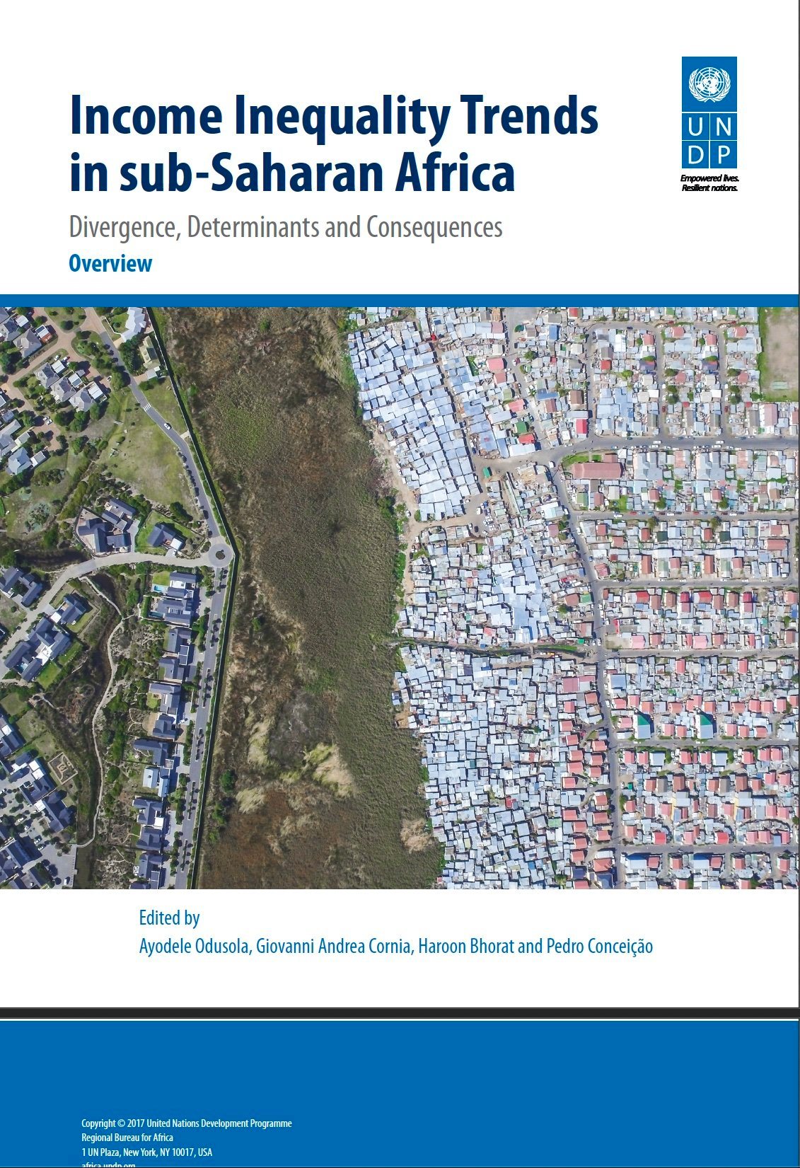 Cover of the UNDP report Income Inequality Trends in sub-Saharan Africa, with an aerial photograph