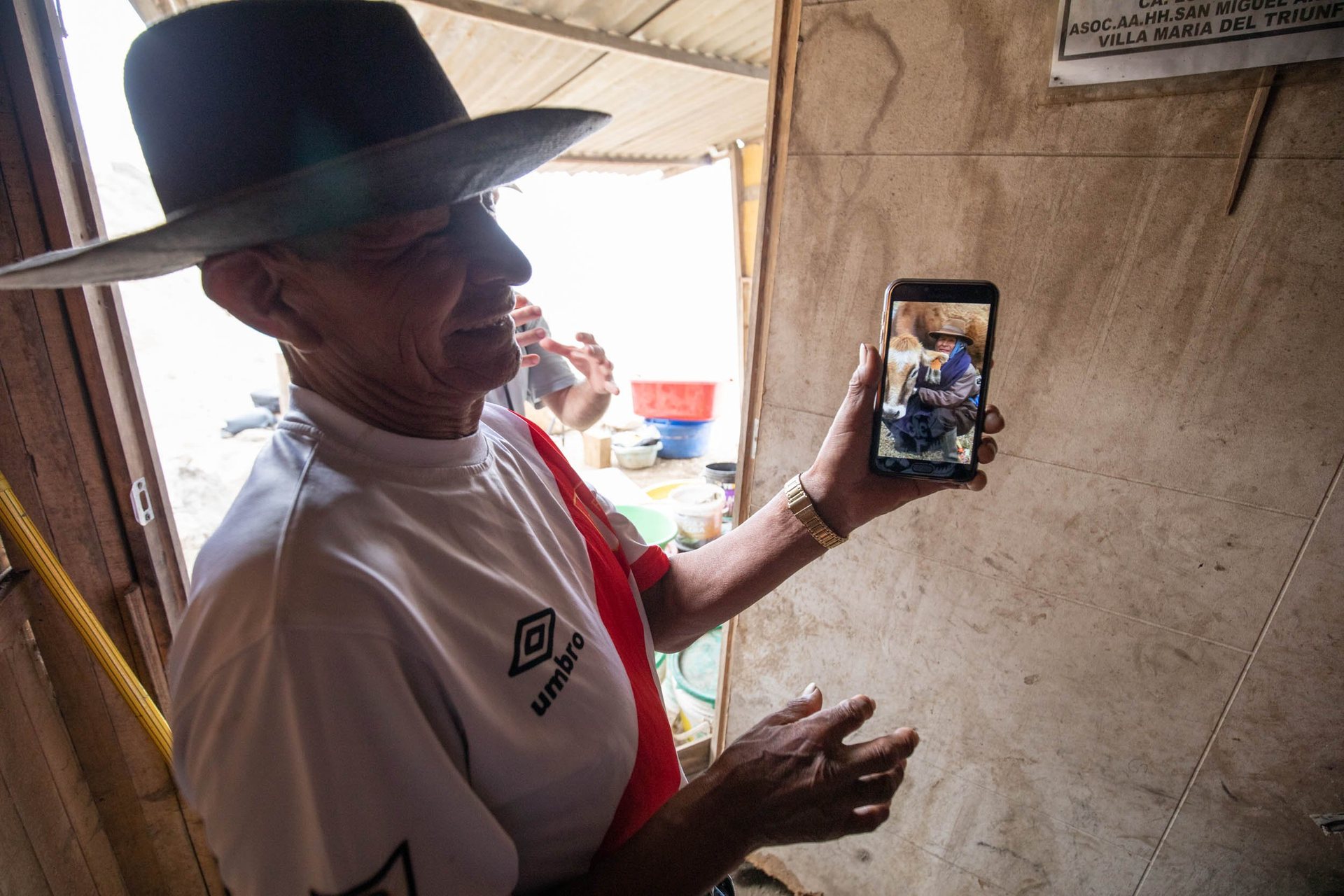 Adolfo Tacuchi showing photo of his beloved calf, Lima.