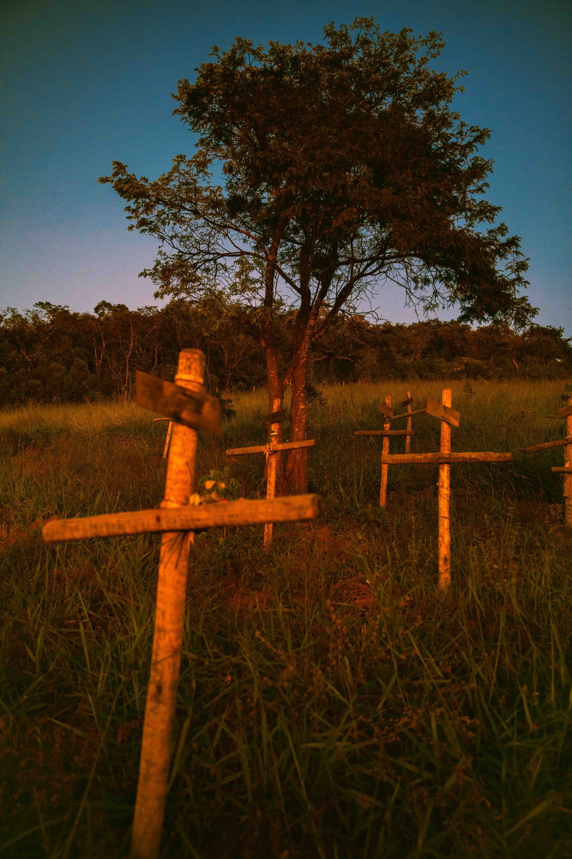 A memorial to some of the 270 people who died in a mudslide in Brumadinho, when a tailings dam burst in 2019.
